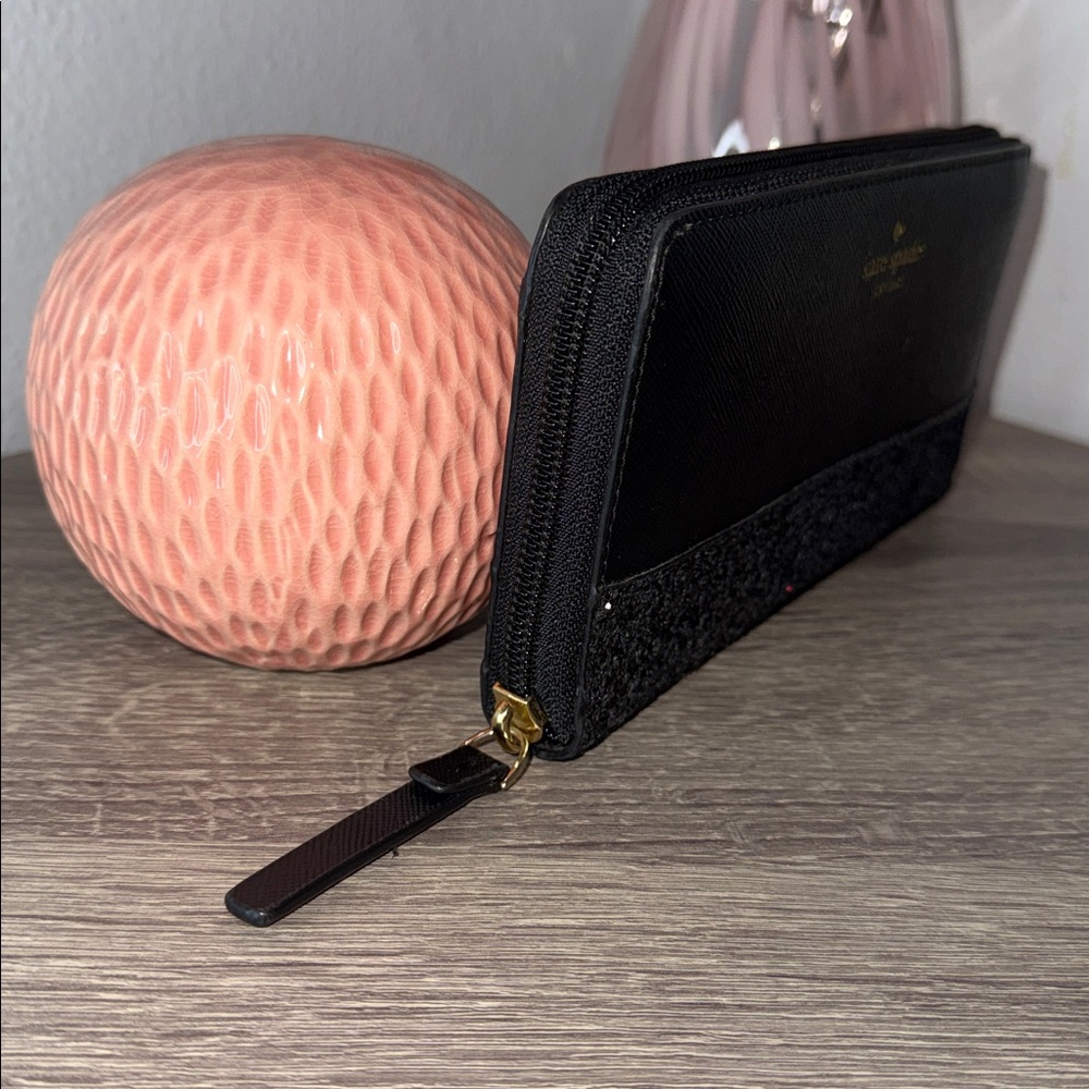 Kate Spade Black Glitter Zip Wallet - Picture 5 of 16